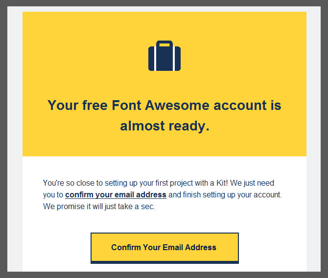 Font Awesomeから届いた、登録Eメールアドレスの認証メール